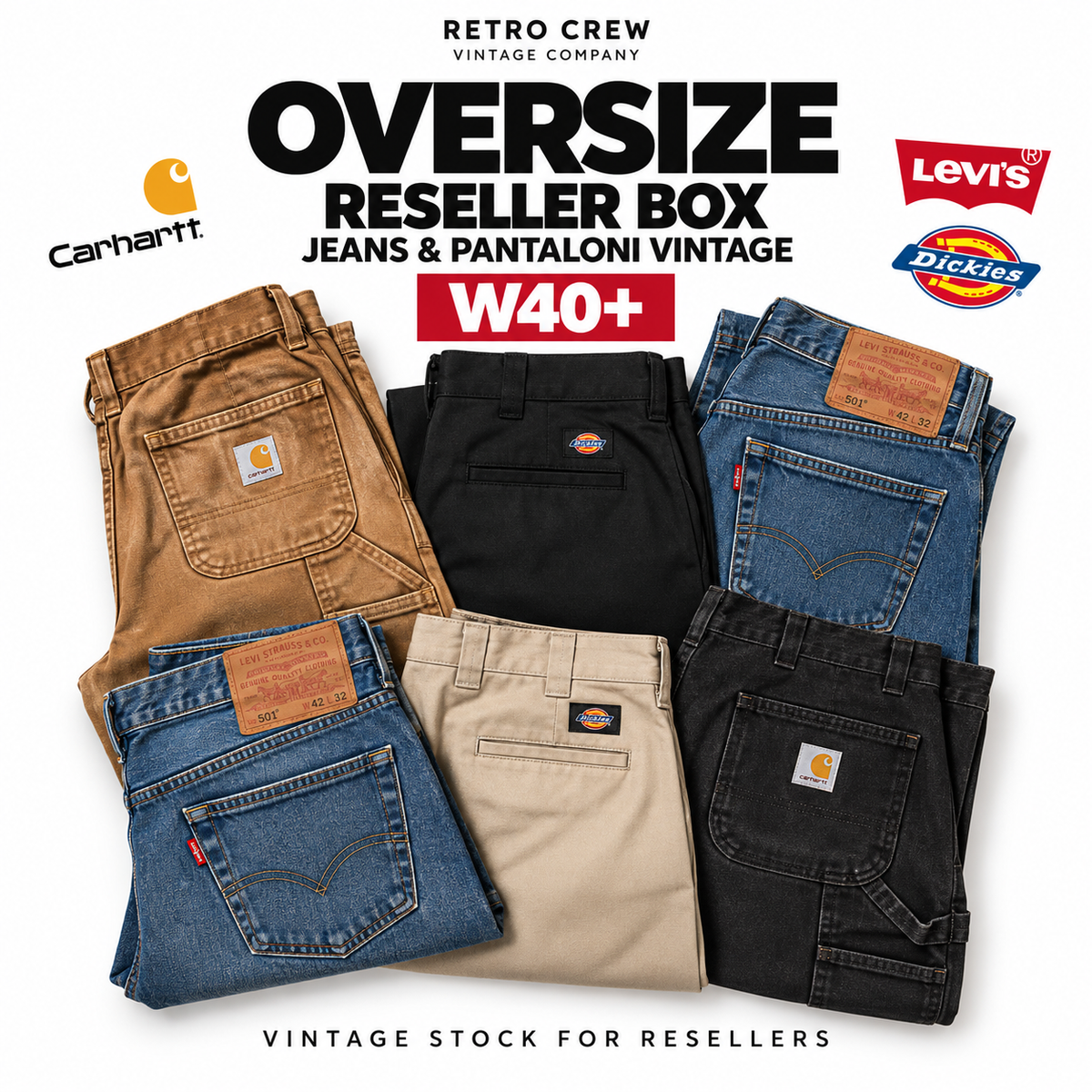 OVERSIZE RESELLER BOX – Jeans & Pantaloni Vintage W40+