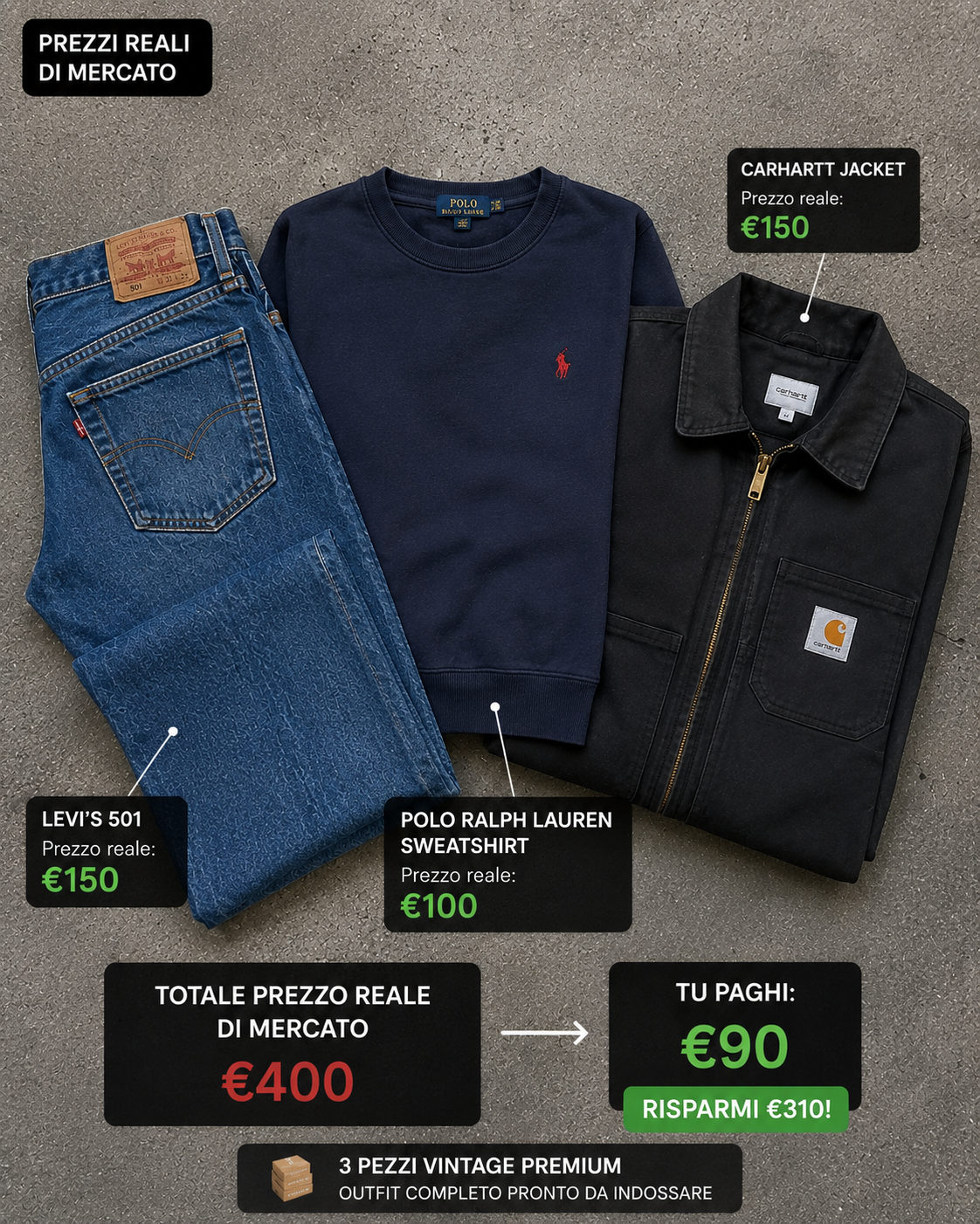OUTFIT PREMIUM VINTAGE - 3 PEZZI MYSTERY BOX